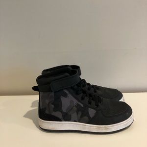 High top sneakers. Camo print with Velcro. Boys size 2